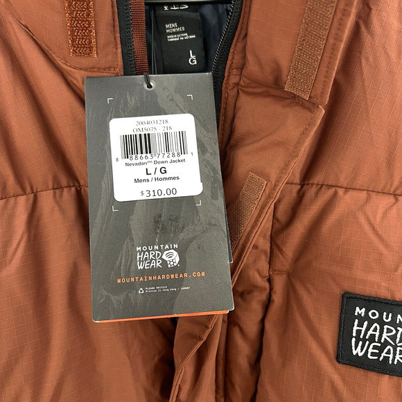 Mountain Hardwear Nevadan 650 Down Parka Men's Large Orange Winter Jacket NWT - Picture 3 of 5